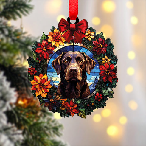 Labrador Chocolate Wreath Christmas Decoration